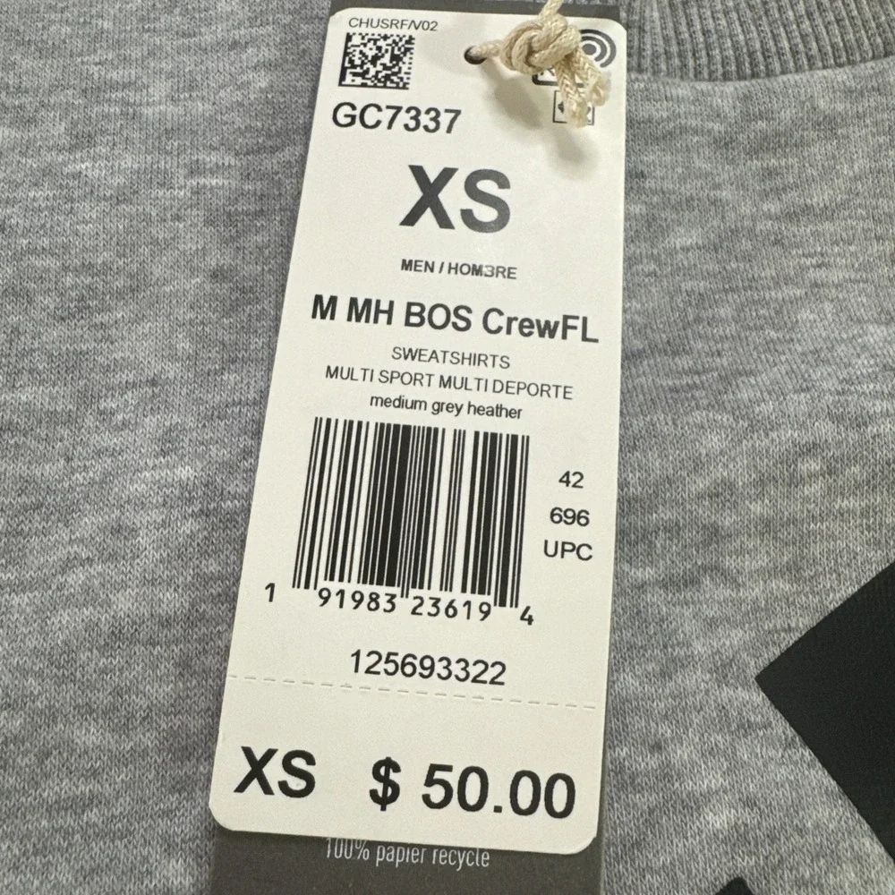 NEW Adidas Originals Men's Badge of Sport Crew Fleece Sweatshirt Heather Gray XS